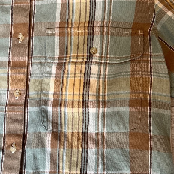 Lauren Ralph Lauren Plaid Flannel Button-Up Green Fall Winter Workwear Festival - Picture 9 of 10